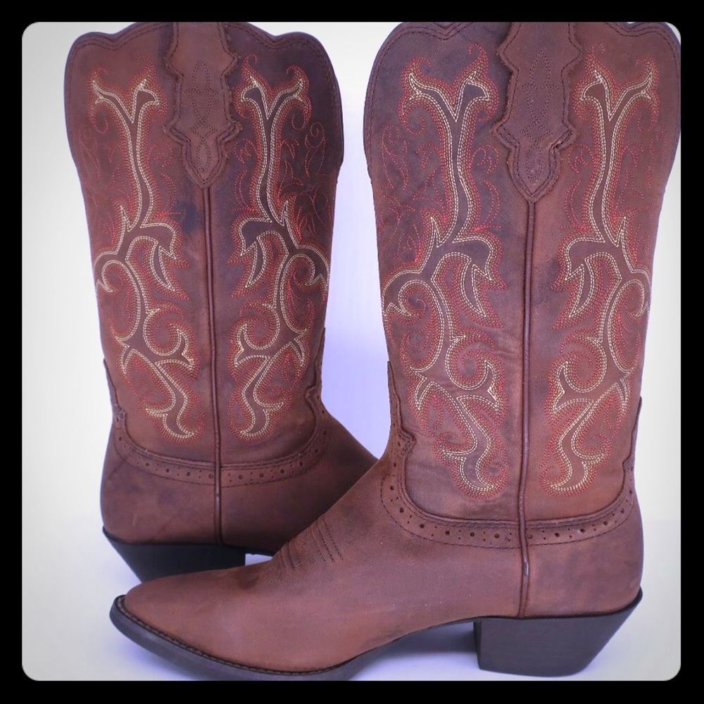 Justin L2551 Stampede Brown Leather Cowboy Boot